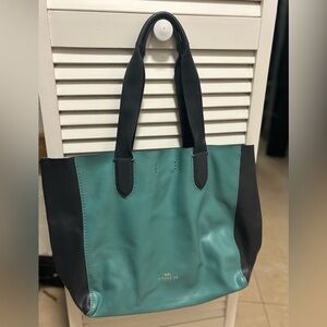 Coach Green and Black Tote Bag